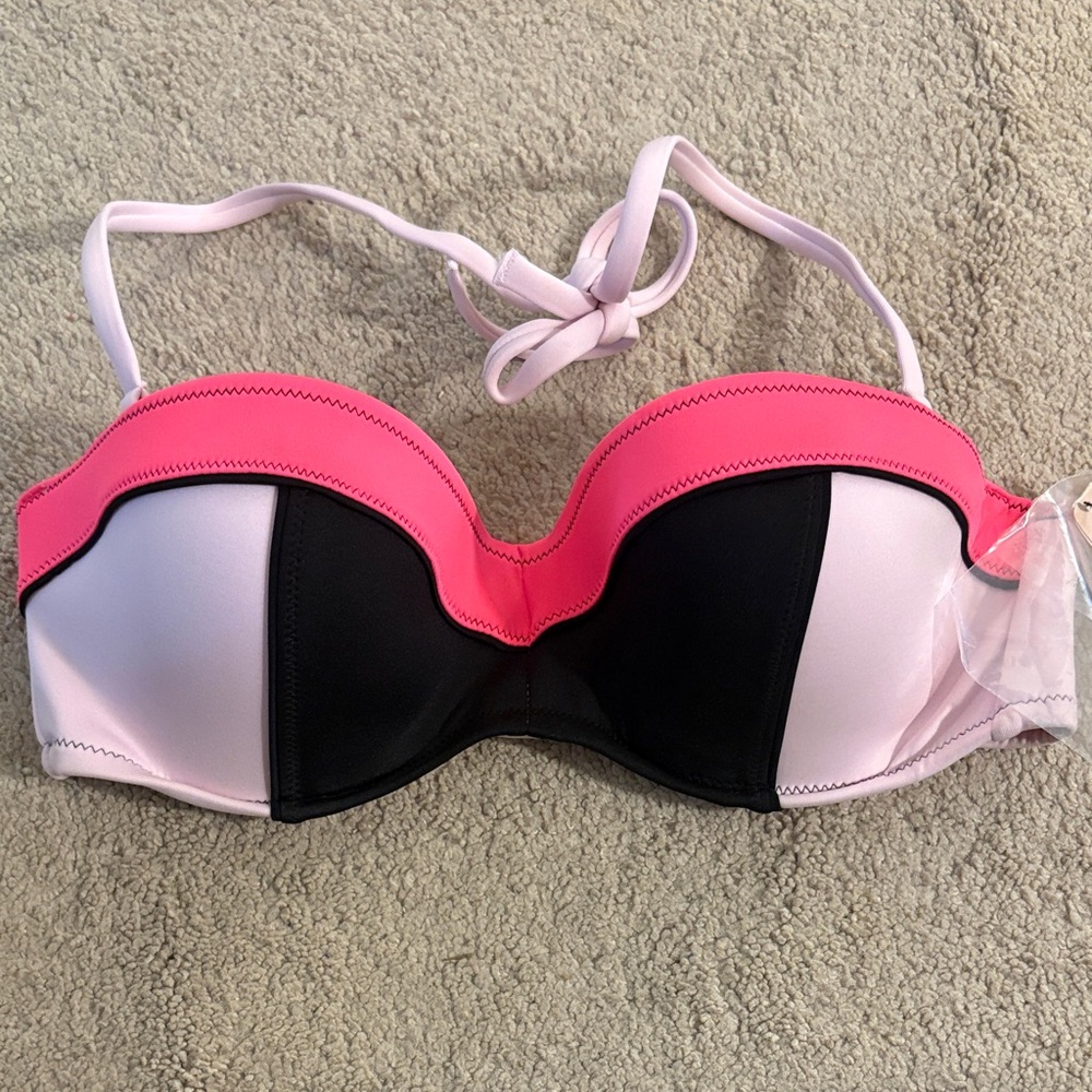 Victoria's Secret Pink and Black Bikini Top